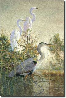Binks Egret Heron Wildlife Glass Wall Floor Tile Mural