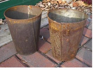 Vintage Maple Syrup 2 Tin Sap Buckets Original Old Great Flowering