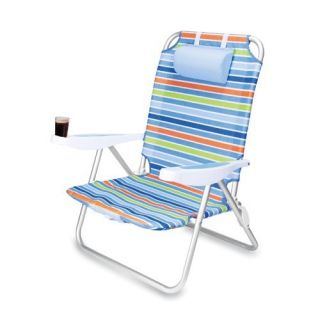  Cooler Beach Chairs Stripe Folding Reclining Tailgate Chair