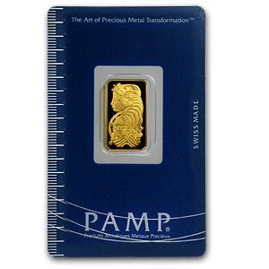 Gram Gold Bar Pamp Suisse Lady Fortun with Assay Card and Serial