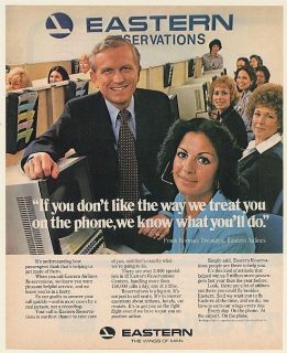  Eastern Airlines President Frank Borman Reservations Print Ad