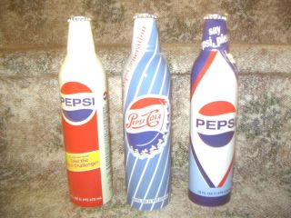 Pepsi Aluminum Bottle Collectibles Lot Of3