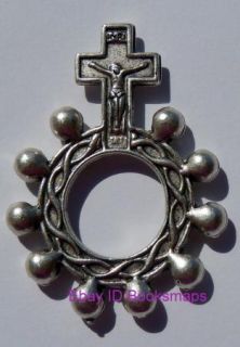 Catholic Finger Rosary Cross Jesus Silver Finish Pewter Devotion
