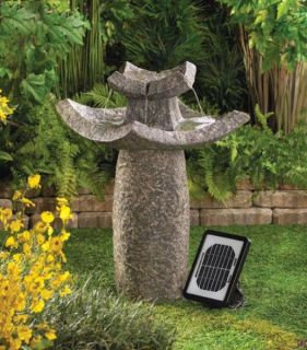 Asian Temple Style Solar Water Garden Fountain w Pump