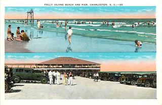 SC Charleston Folly Island Beach Pier Early Auto R68075