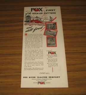 1947 Vintage Ad Fox River Tractor Pick Up Hay Cutters Farm Appleton Wi