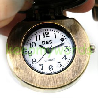 Bronze Tone Lovely Fox Cat Key Ring Clock Pocket Watch