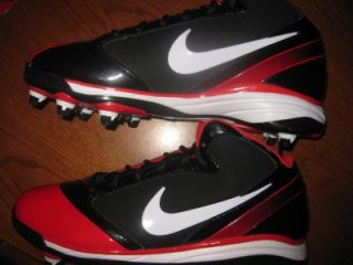 Nike Air Flashpoint D Mid 3 4 Football Cleats Sz 10 5 Black Red Speed