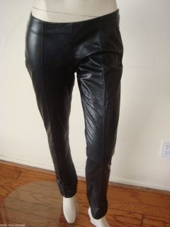 New BEBE $298 100 Leather Cigarette Legging Pants Skinny Fit Black