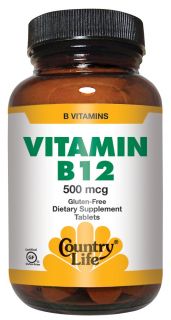 Vitamin B 12 500MCG Gluten Free by Country Life 100 Tabs
