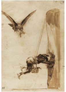 18 19th C Pen Ink Drawing Signed Goya Spain Artist