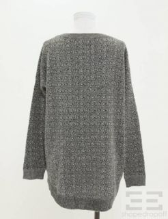 Theory Grey Cream Wool Fishtail Hem Sweater Size s P