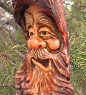  Carving Rustic Spirit Forest Face Sculpture Log Home Cabin Art