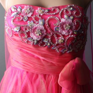  Fuchsia Mesh Bridesmaid Homecoming Short Prom Formal Gown Dress Size M