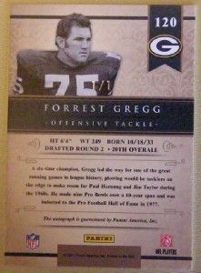 Forrest Gregg 2011 Panini Gold Standard Auto 1 1 Green Bay Packers