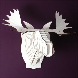 Fred The Moose Recycled Cardboard Sculpture White Large