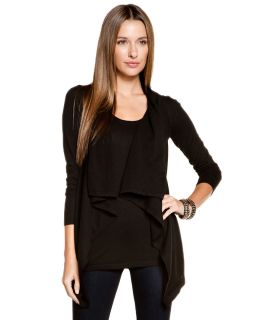 forte cashmere two in one black waterfall sweater $ 407
