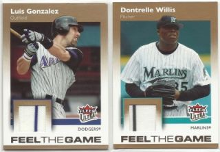Lot 10 dif 2007 Fleer Ultra Game Used Jersey Cards