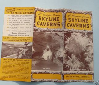 1960 Skyline Caverns Brochure Map Front Royal Virginia