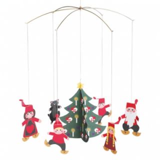 flensted pixy family mobile made of colored cardstock shapes hangs 11