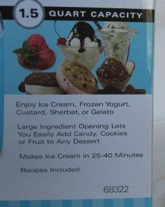 Hamilton Beach Ice Cream Yogurt Sherbert Gelato and Custard Maker 1 5