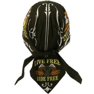 New Black Eagle & Skull Design, Live Free Ride Free  Skull Bandanna