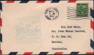 Canal Zone C1 First Flight to Merida Venezuela 1930