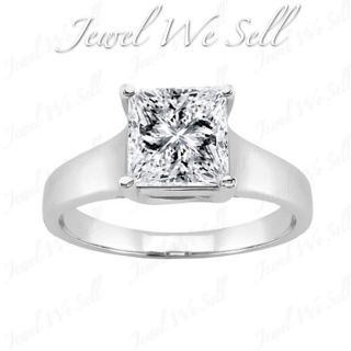 40Ct Princess Solitaire Natural Diamond Bridal Engagement Ring