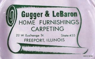 Freeport Illinois Gugger LeBaron Home Furnishings Advertising Ashtray