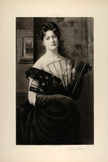 1896 Victorian Lady Fan Portrait Frederick Warren Freer Black