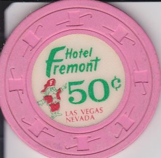 Fremont $ 50 Casino Chip Downtown Las Vegas CG39629 1980s Issue Pink