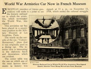 1921 Print World War Armistice Car French Museum Paris Original