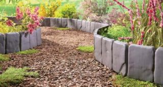 10 PC Interlocking Stone Border Garden Trim Yard Garden Decor NE
