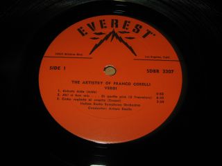 The Artistry of Franco Corelli 1958 USA LP Everst SDBR 3207 Arturo