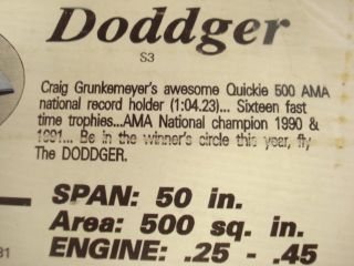 Direct Connection Doddger R C Model Airplane Kit 3 Times Nats Winner