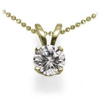 60Ctw Real Diamond Prong Set 14Kt Yellow Gold Solitaire Pendant