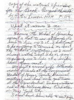 Oscar Johnson Handwritten Letter CMOH 2 Signed Medal Of Honor WWII U S