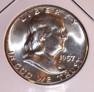 1957 P FRANKLIN HALF DOLLAR 90 SILVER BU UNCIRCULATED US COIN