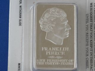 Danbury Mint Franklin Pierce Presidential Silver Bar