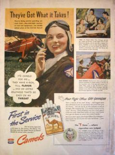 1943 WWII CAMEL CIGARETTES   FLIGHT OFFICER   CIVIL AIR PATROL PRINT