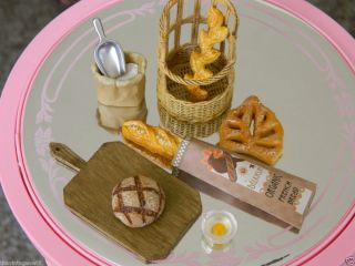  Dishes Food Kitchen Organic Breads Egg Cutting Board Miniature