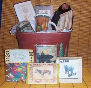 Moose Tin Bucket Gift Basket Cabin Lodge Mens Gifts New