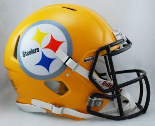  Steelers Riddell Revolution Speed Football Helmet Gold