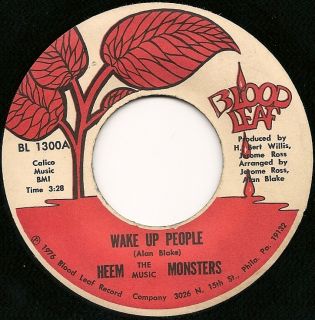 RARE Heem The Music Monsters FUNK SOUL 45 Wake Up People BLOOD LEAF