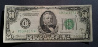 1934B $50 Philadelphia Vinson FRN RARE 509K Printed Almost