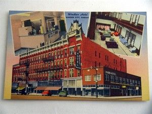 Windsor Hotel Garden City Kansas Vintage Linen Postcard KS