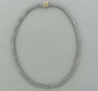 JOHN HARDY DOTS COLLECTION STERLING SILVER 18K GOLD WOVEN 6mm CHAIN