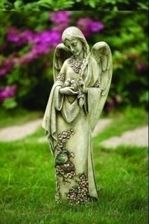23 75 garden angel with nest figure indoor outdoor garden statue