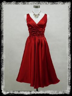  Red Corset Back Rockabilly Swing Prom Vintage Party Dress 14 22