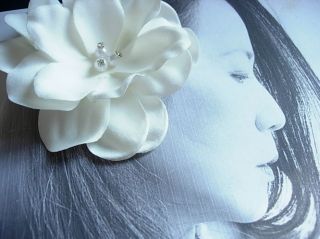 Silk Jewel Center Gardenia Flower Hair Clip Wedding
